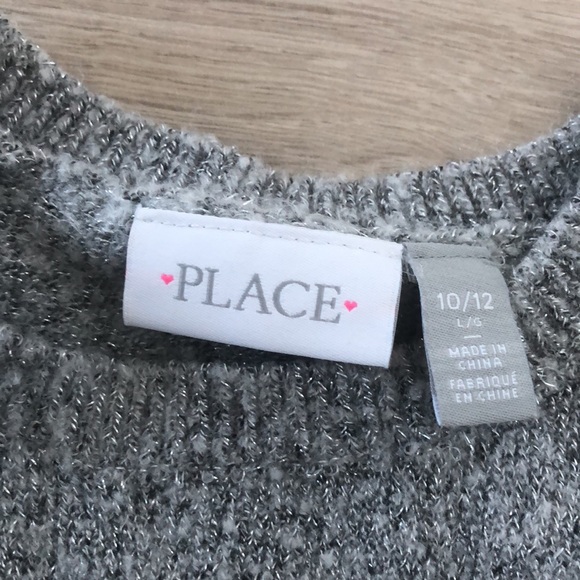 The Children’s Place | Grey Sequin Snowflake Sweater | Girl’s Grey Knitted Top - Picture 3 of 8
